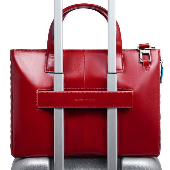 Piquadro Blue Square Shopper Tasche Leder 38 cm Laptopfach mit Dehnfalte