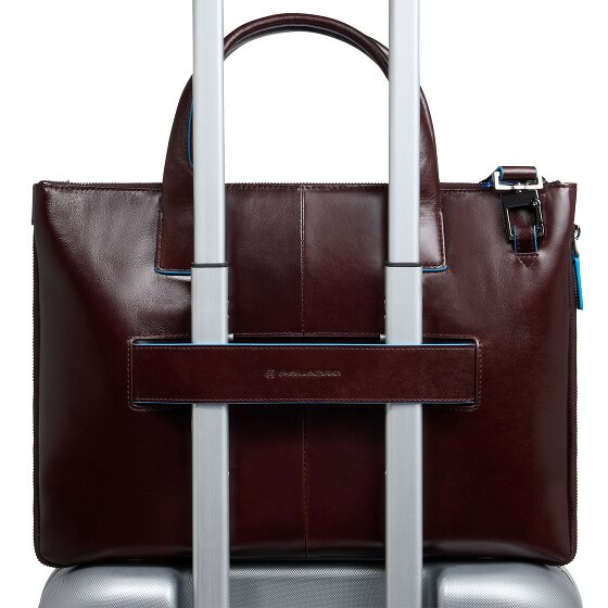 Piquadro Blue Square Shopper Tasche Leder 38 cm Laptopfach mit Dehnfalte