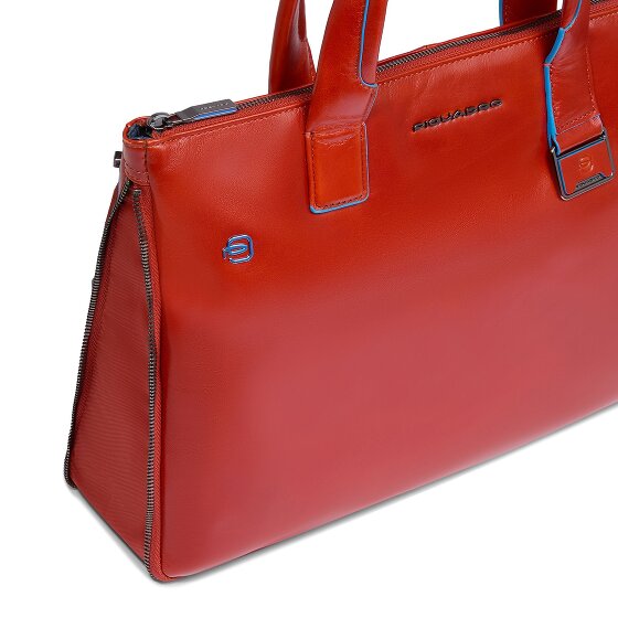 Piquadro Blue Square Shopper Tasche Leder 38 cm Laptopfach mit Dehnfalte