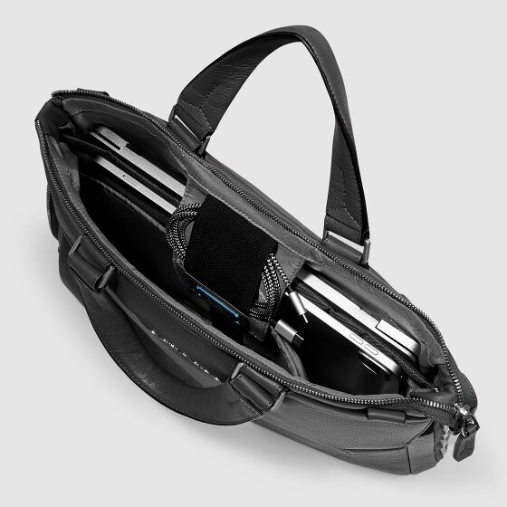 Piquadro Than Aktentasche Leder 26 cm Laptopfach mit Dehnfalte
